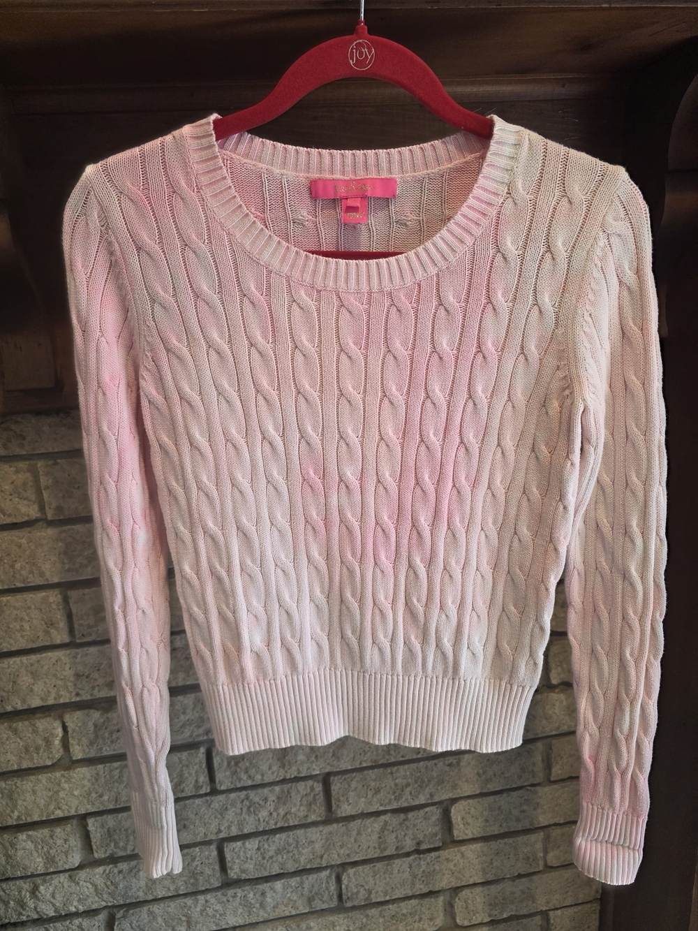 Lilly Pulitzer Women's Pink Cable Knit Crewneck Sweater - Picture 2 of 5